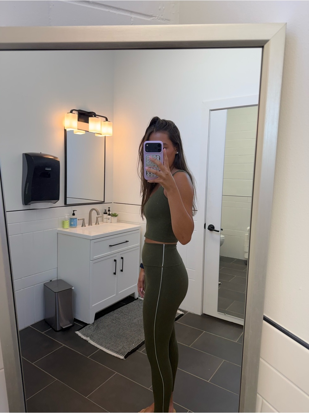 Women’s Olive Green High-Waist Leggings - Picture 5 of 5